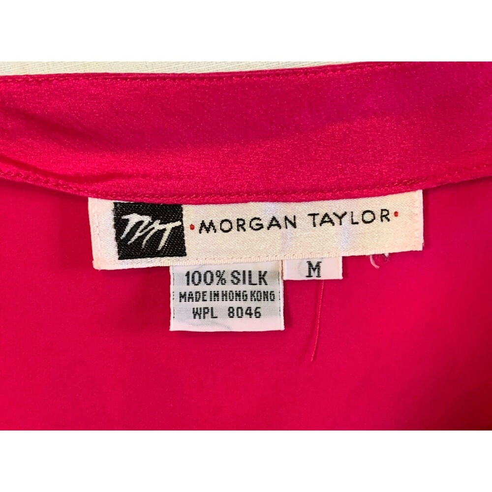 Vintage Morgan Taylor Silk Camisole Cami Tank Top Medium Hot Pink V-neck Dressy - Picture 2 of 9